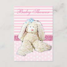 Pink Girl  Bunny Baby shower Invitation