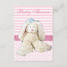 Pink Girl  Bunny Baby shower Invitation Kaart