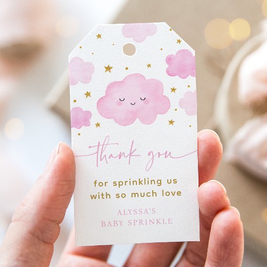 Pink Girl Cloud Stars Baby Sprinkle Cadeaulabel