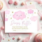 Pink Girl Cloud Stars Baby Sprinkle Diaper Raffle Informatiekaartje