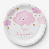 Pink Girl Cloud Stars Baby Sprinkle Papieren Bordje (Voorkant)