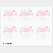 Pink Girl Cloud Stars Baby Sprinkle Ronde Sticker (Vel)
