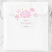 Pink Girl Cloud Stars Baby Sprinkle Ronde Sticker (Tas)