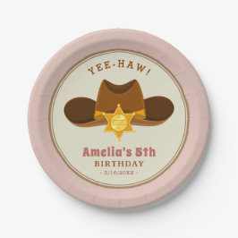 Pink Girl Cowboy Wild West Westerne Birthday Party Papieren Bordje