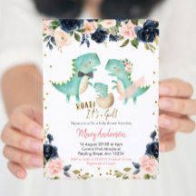 Pink Girl Dinosaur Couple Shower