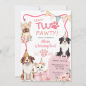Pink Girl Dog Ready TWO pawty Kaart (Voorkant)