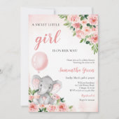 Pink Girl Elephant Baby Shower Kaart (Voorkant)