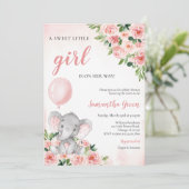 Pink Girl Elephant Baby Shower Kaart (Staand voorkant)