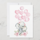 Pink Girl Elephant Baby shower Kaart (Achterkant)