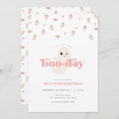 Pink Girl Ghost Halloween Verjaardag Uitnodiging (Voorkant / Achterkant)