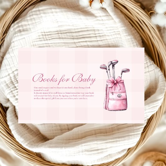 Pink Girl Golf Baby shower Boeken voor Baby Informatiekaartje