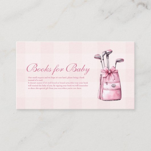Pink Girl Golf Baby shower Boeken voor Baby Informatiekaartje (Voorkant)