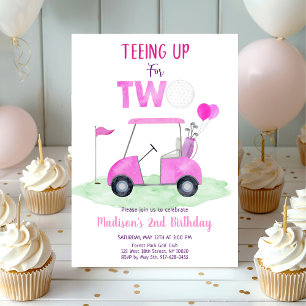 Pink Girl Golf tweede verjaardag Kaart