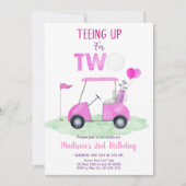 Pink Girl Golf tweede verjaardag Kaart (Voorkant)
