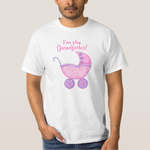 Pink Girl Grand Baby Buggy "Ik ben de grootvader" T-shirt