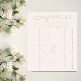 Pink Girl Minimal Baby Shower Bingo Game