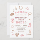 Pink Girl My First Rodeo Cowgirl Birthday Kaart (Voorkant)