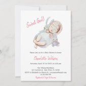 Pink Girl Newborn Baby shower-uitnodiging Save The Date (Voorkant)