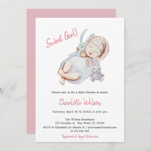 Pink Girl Newborn Baby shower-uitnodiging Save The Date
