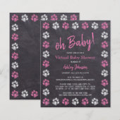 Pink Girl Paw Print Virtual Baby shower (Voorkant / Achterkant)