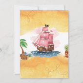 Pink Girl Pirate Theme Birthday invitation Kaart (Achterkant)