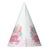 Pink Girl Rainbow Star Verjaardag Feesthoedjes (Achterkant)
