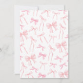 Pink Girl Ribbon Minimalistisch Baby shower Kaart (Achterkant)