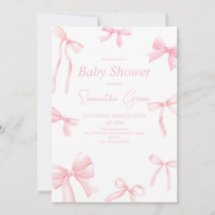Pink Girl Ribbon Minimalistisch Baby shower Kaart