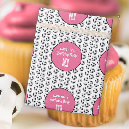Pink Girl Soccer Birthday Party Cadeaupapier