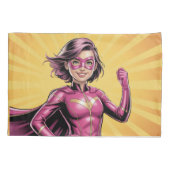 Pink Girl Superhero Birthday Party  Kussensloop (Achterkant)