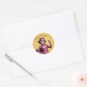 Pink Girl Superhero Birthday Party Ronde Sticker (Envelop)