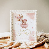 Pink Girl Teddy Bear Baby shower Favors Poster
