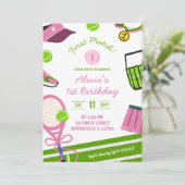 Pink Girl Tennis Verjaardag Kaart (Staand voorkant)