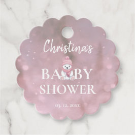 Pink Girl Winter Baby shower Bedankjes Labels
