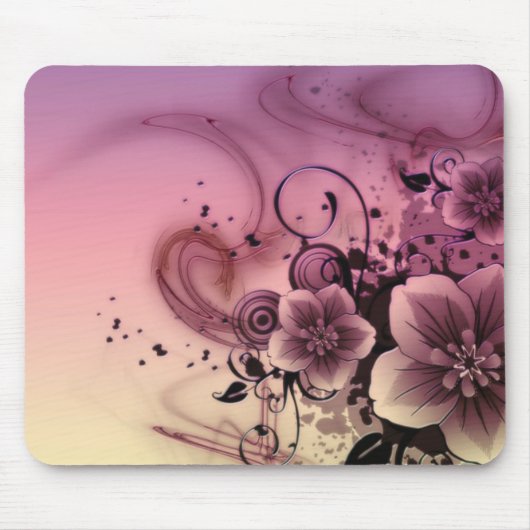 Pink Girlie Flower Mousepad Muismat (Voorkant)