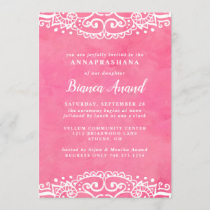 Pink Girls Annaprashana First Rice Ceremony Kaart