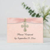 Pink Girl's Baptism Christening RSVP Response (Staand voorkant)