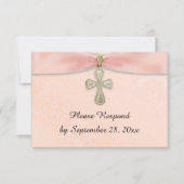 Pink Girl's Baptism Christening RSVP Response Kaartje (Voorkant)