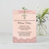 Pink Girls Baptism Christening Uitnodiging (Staand voorkant)