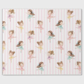 Pink Girls Bow Tutu Ballerina Birthday Cadeaupapier (Vlak)