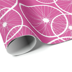 Pink Girls Cyclist Bike Wheels Bicycle Patroon Cadeaupapier