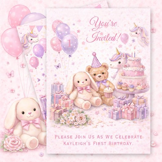 Pink Girl's First Birthday Party | Kaart