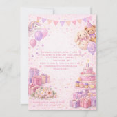 Pink Girl's First Birthday Party | Kaart (Achterkant)