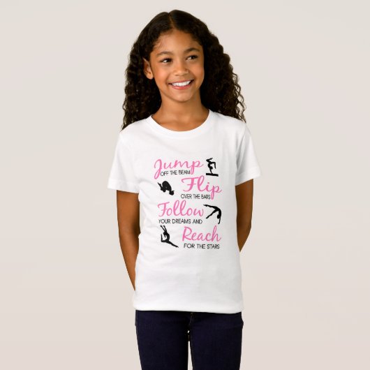 Pink Girls Gymnastics T-Shirt (Voorkant volledig)