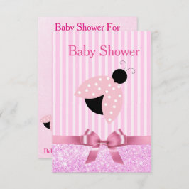 Pink Girl's Ladybug Baby shower Invitation Kaart
