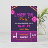 Pink Girl's Laser Label Neon Glow Verjaardag Kaart (Staand voorkant)