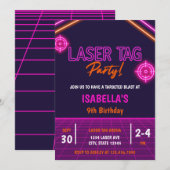 Pink Girl's Laser Label Neon Glow Verjaardag Kaart (Voorkant / Achterkant)