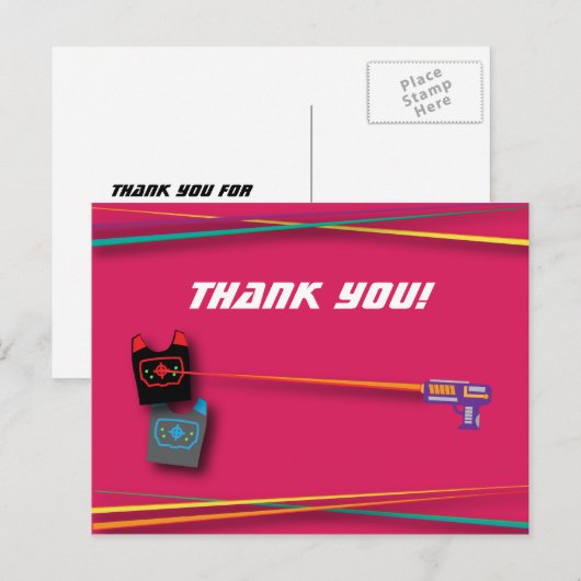 Pink Girl's Laser Label Verjaardagsfeest Dank u Briefkaart (Voorkant / Achterkant)