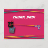 Pink Girl's Laser Label Verjaardagsfeest Dank u Briefkaart (Voorkant)