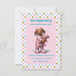 Pink Girl's Pajama Party Kaart
